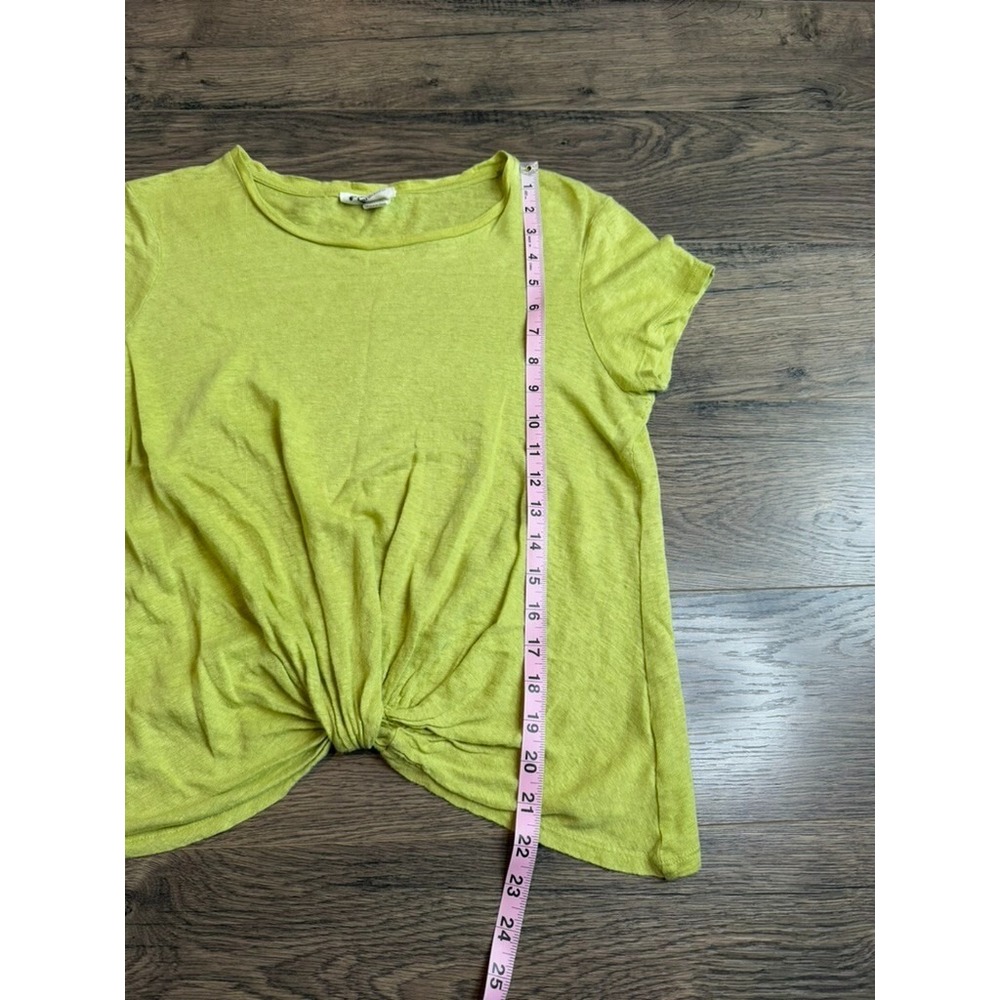 EUC Womens Andrea Jovine 100% linen green twist front short sleeve shirt‎ size M - Picture 4 of 7